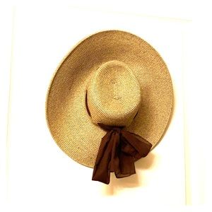 Straw Hat with Chocolate-Colored Bow
